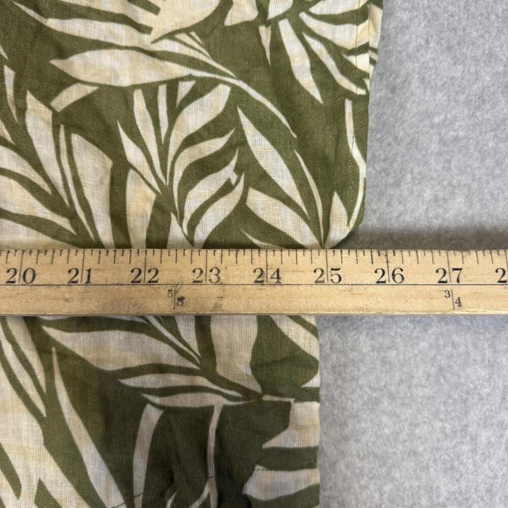 Tahari Linen Green and White Leaf Print Midi Dress Linen Blend Women's Size XL - Picture 5 of 8